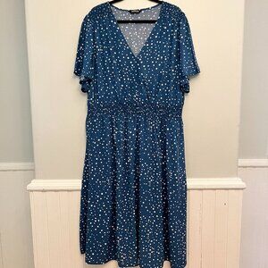 BloomChic Polka Dot Wrap Front Midi Dress, Size 22/24